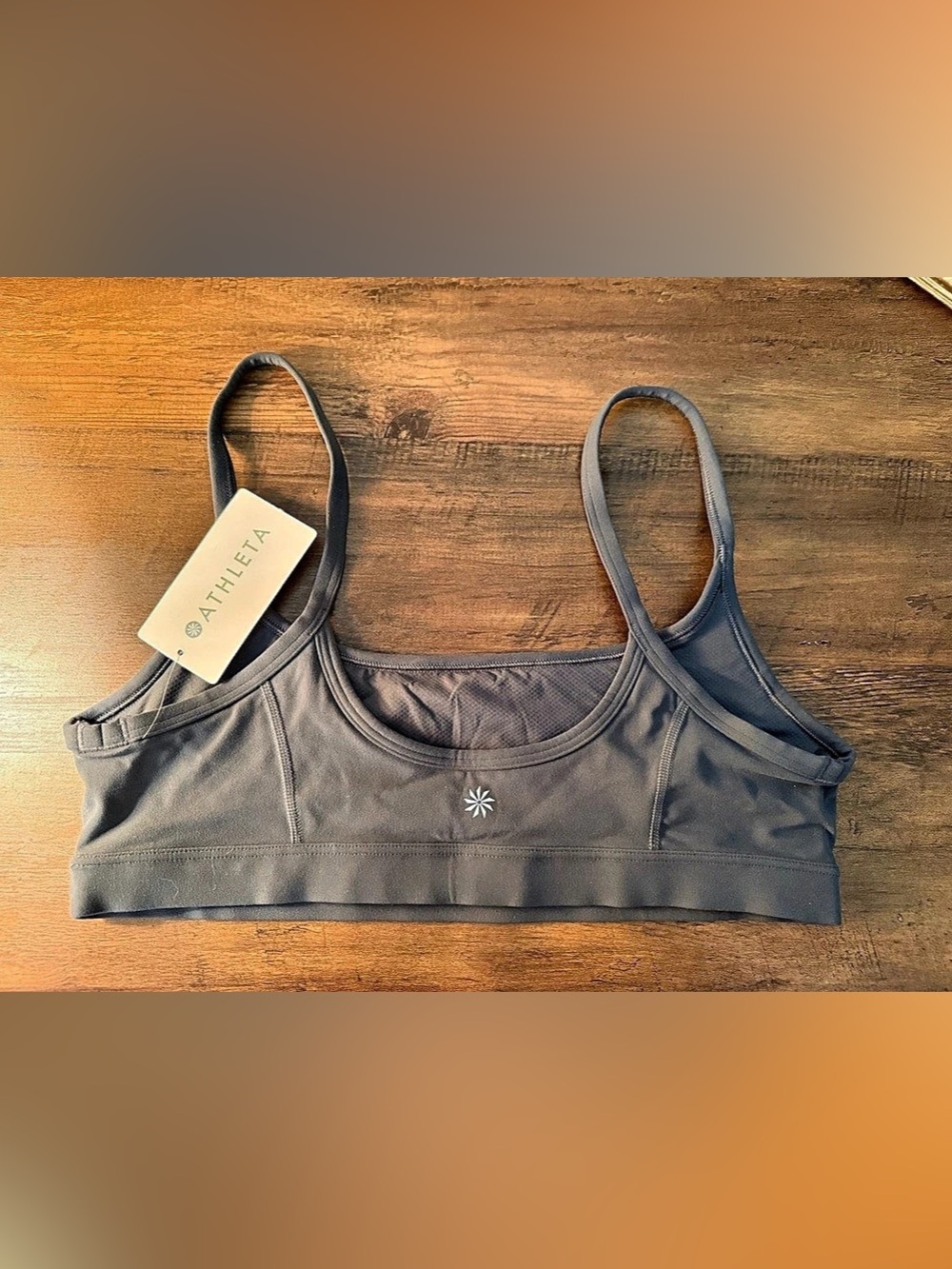 Athleta Square Neck Bra A-C Gray Medium NWT - Picture 2 of 4